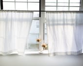 Linen cafe curtains| simple white|Kitchen curtains|1 panel