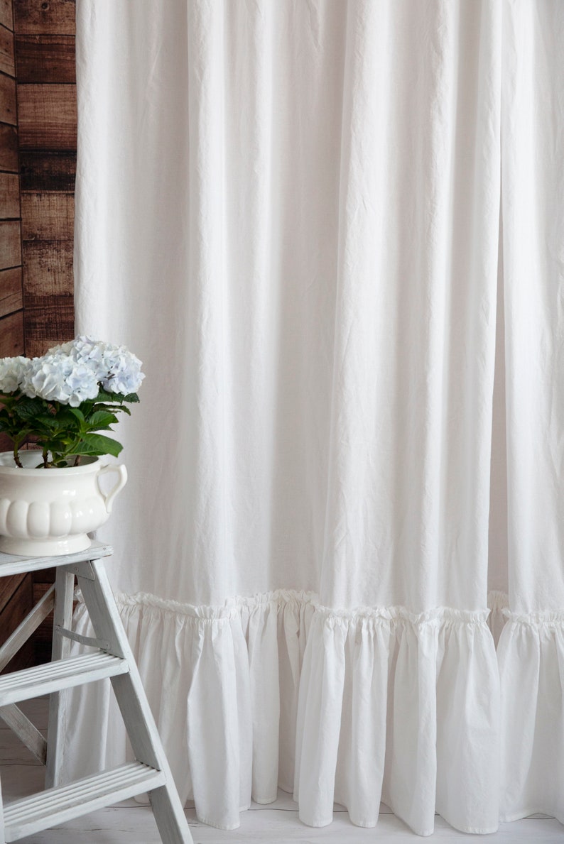 Shower Curtain Extra Long White or Natural 84shower Etsy