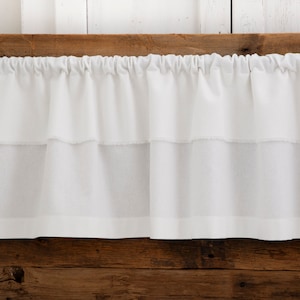 Window valance farmhouse|kitchen curtain|white valance|drop cloth style