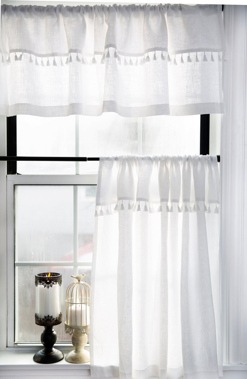 Window Valance Farmhousekitchen Curtainwhite Valancewhite Etsy