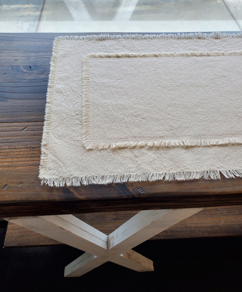 Rustic table runner farmhouse frayed edges image 6