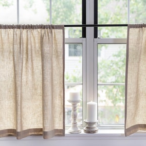 Linen cafe curtains| MUSHROOM neutral|Kitchen curtains|1 panel