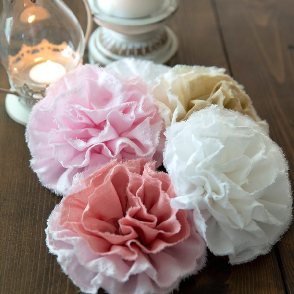 Fabric cabbage rose|fabric flower|shabby chic flower