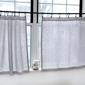 Linen curtains|Gray cafe curtains|Short curtains