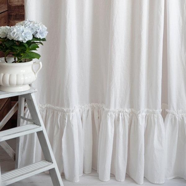 Farmhouse shower curtain | extra long shower curtain