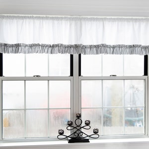 Kitchen valance |window valance farmhouse|kitchen curtain|black ticking ruffle