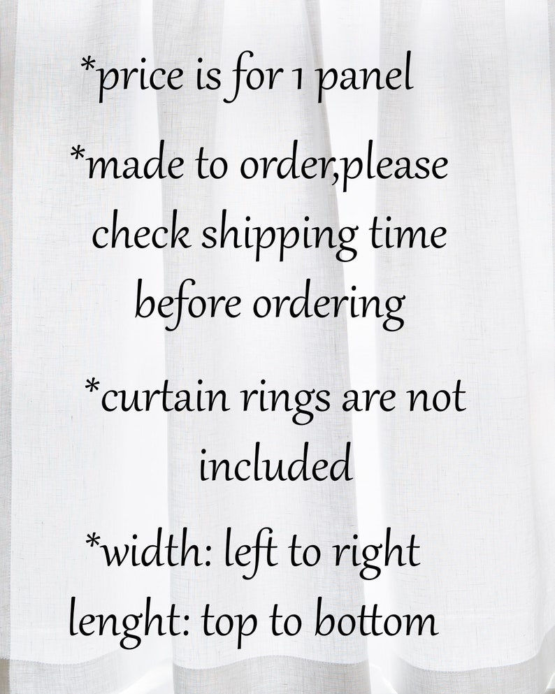 Puede incluir: Panel de cortina blanco y transparente con el texto: *price is for 1 panel *made to order,please check shipping time before ordering *curtain rings are not included *width: left to right lenght: top to bottom