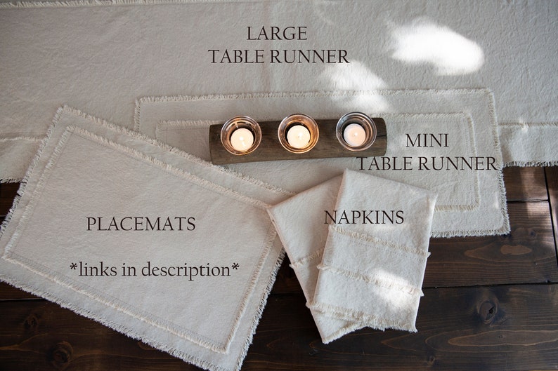 Rustic table runnerfrayed edgessmall handmade farmhouse table runnergift for her zdjęcie 9