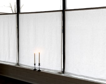 Custom Flat White Linen Curtain – Modern Minimalist Rod Pocket Panel, Light Filtering, Tailored Size 1 panel 1.5" rod pocket