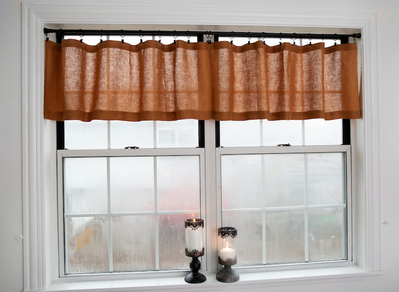 Rust Valance Window CINNAMON Linen Valance Farmhouse|kitchen Curtain|rust Linen - Etsy