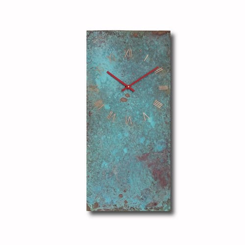 Wall Clock Small Green Patina Clock Home Decor Original Etsy