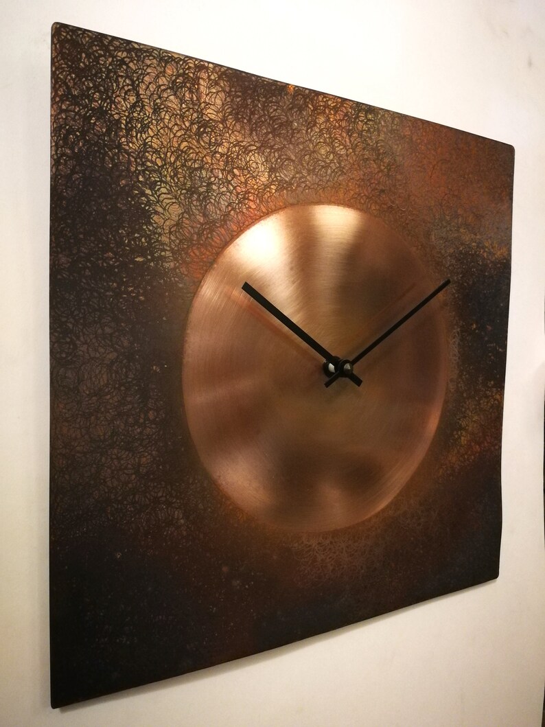 clock Hammered clock Handmade clock Engraving clock rustic clock Original clock clocks Wall clock Home decor Pure copper clock
