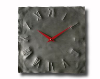 Lead clock, design clock, wall clock, hand made clock, clocks, original clock, design wall clock. rustic clock, metal clock