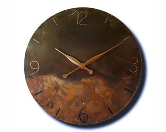 Große Kupfer Uhr, übergroße Uhr, Design-Uhr, Wanduhr, handgemachte Uhr, Uhren, original Uhr, Design-Wanduhr