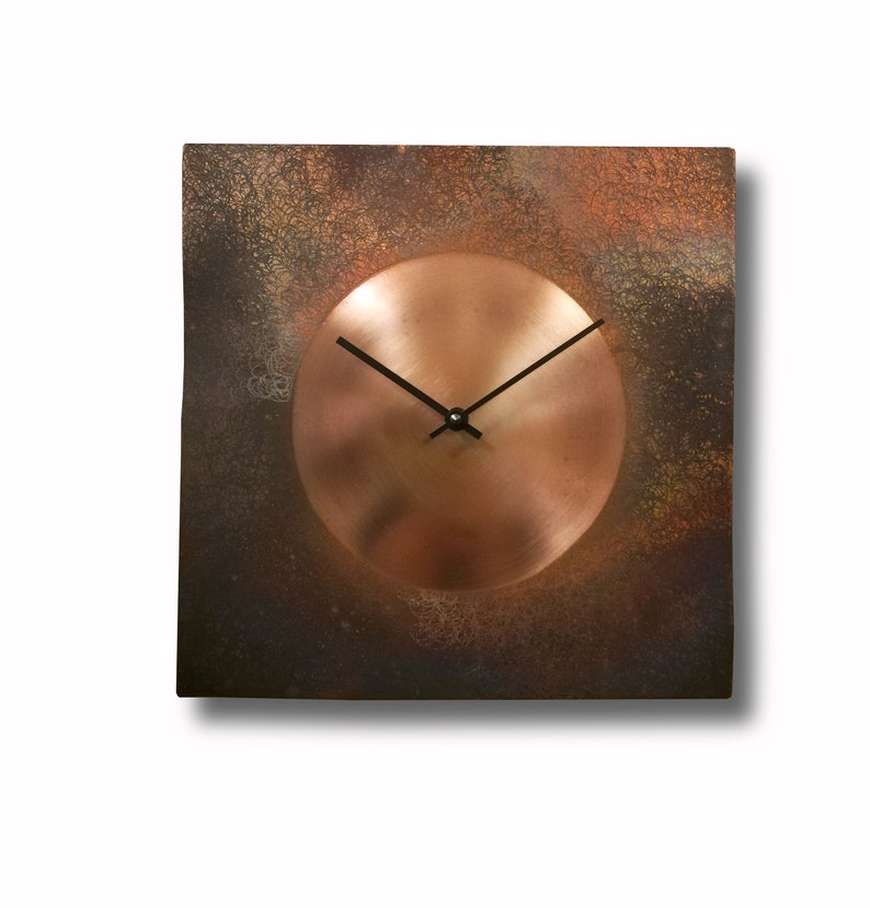 clock Hammered clock Handmade clock Engraving clock rustic clock Original clock clocks Wall clock Home decor Pure copper clock