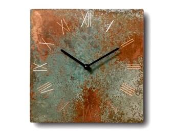 Copper clock, Wall clock, Home decor, Original clock, Handmade clock, interior design , clock, rustic clock, interior design clock