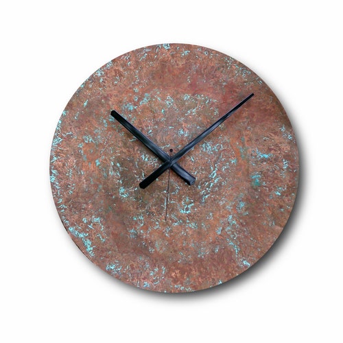Large Patina Copper Clock Wall Clock Home Decor Original Etsy