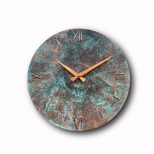 Turquoise  copper clock, Wall clock, Home decor, Original clock, Hand made clock, design clock, clock, rustic clock, clocks