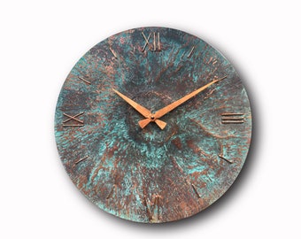 Turquoise  copper clock, Wall clock, Home decor, Original clock, Hand made clock, design clock, clock, rustic clock, clocks