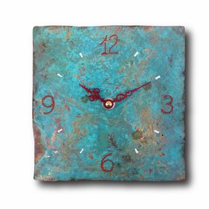 Small turquoise clock, Home decor, Original clock, Hand made clock, design clock, clock, rustic clock, clocks