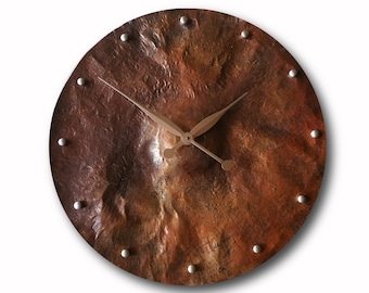 Copper clock, design clock, wall clock, hand made clock, clocks, original clock, design wall clock, patinated wall clock