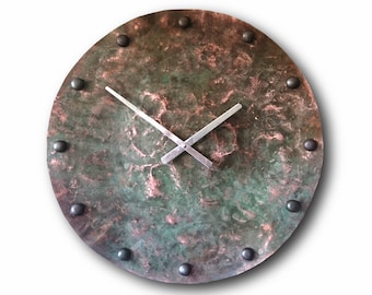 Large copper clock, big Wall clock, Home decor, Original clock, Handmade clock, design clock, rustic clock, Hammered clocks, copper clock