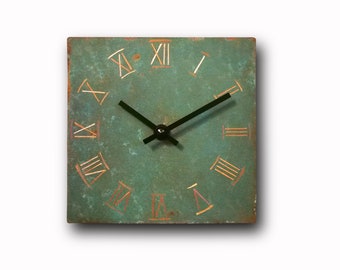Small turquoise clock, Home decor, Original clock, Hand made clock, design clock, clock, rustic clock, clocks