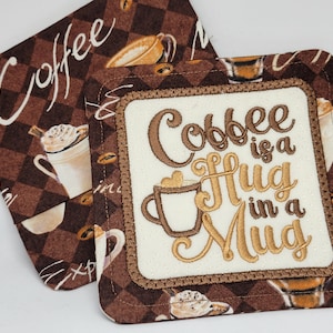 Handgefertigtes Set für Kaffee & Koffein Tassen mit Stickerei #1