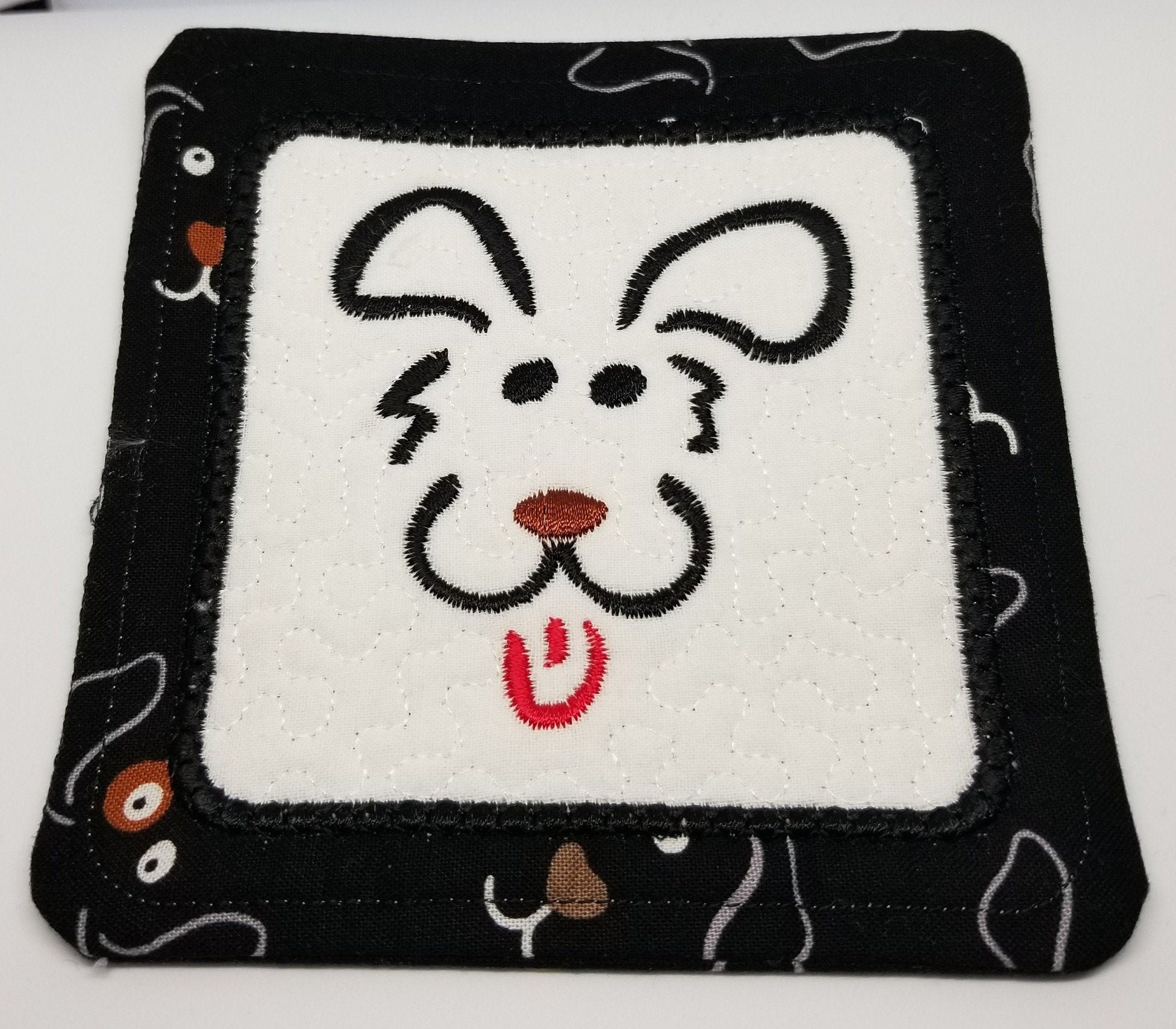 Handcrafted Embroidered Fabric Mug Rug Coasters Dog Pet Etsy