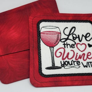 Handcrafted Embroidered Fabric Mug Rug Coasters Wine Drink Beverages Beer Set #1