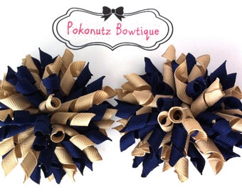 Hair Bows, Korker Hair Bow Set, School Uniform Hair Bows, School Bows, Khaki and Navy Korkers, Girls Hair Bows, Girls Korker Set, Baby Bows