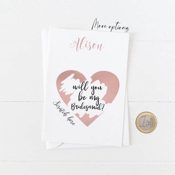 Greeting scratch & reveal card - Will you be my Bridesmaid or Maid of honor ? (Personalise by adding a Name)