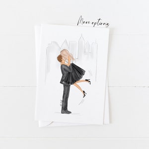 Tarjeta de felicitación : San Valentín, Boda o Aniversario, Tarjeta de pareja enamorada, Tarjeta de felicitación de recién casados