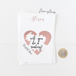 Tarjeta de felicitación para rascar y revelar: ¿Harías una lectura? Tarjeta de boda cristiana personalizada con un nombre