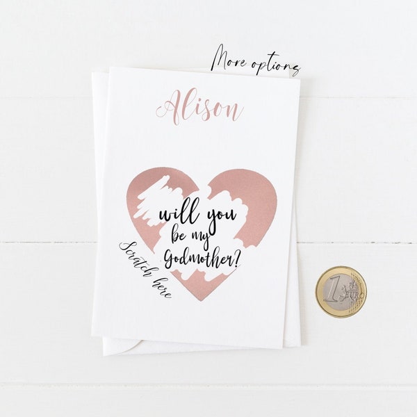 Greeting scratch & reveal card - Will you be my Godparent, Godmother or Godfather ? Christian card (Personalise with a First Name)
