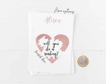 Greeting scratch & reveal card - Will you do a Reading ? Christian Wedding card personalised with a Name