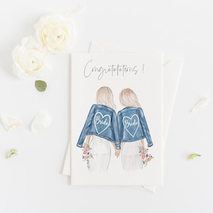 Grußkarte - Hochzeit, standesamtliche Trauung für Brautpaare (Personalisieren Sie, indem Sie die Option Haar & Haut wählen)
