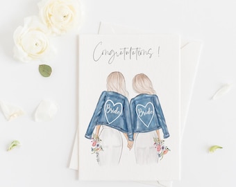 Grußkarte - Hochzeit, standesamtliche Trauung für Brautpaare (Personalisieren Sie, indem Sie die Option Haar & Haut wählen)