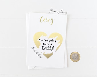 Greeting scratch & reveal card - Pregnancy announcement for Husband, partner, boyfriend , Personalise with First Name