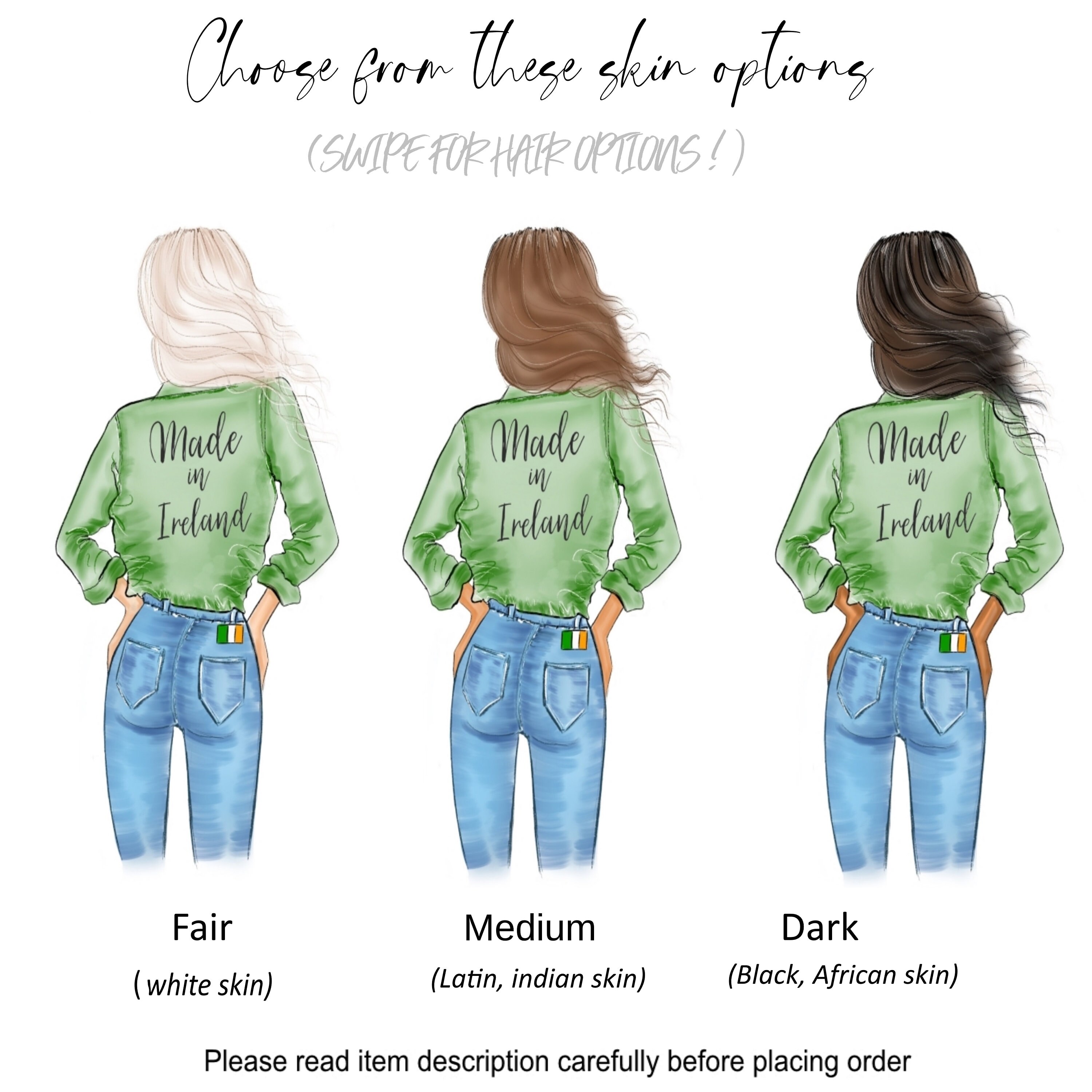 Personalized Irish girl illustration print Made in Ireland | Etsy