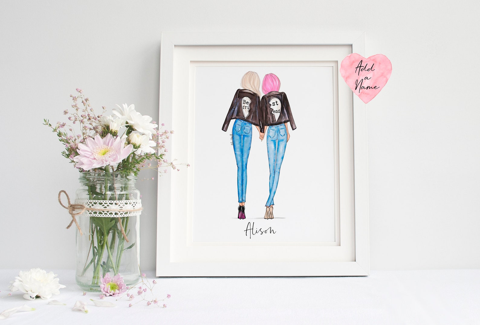 Personalized Best friends wall art multi cultural fashion Etsy