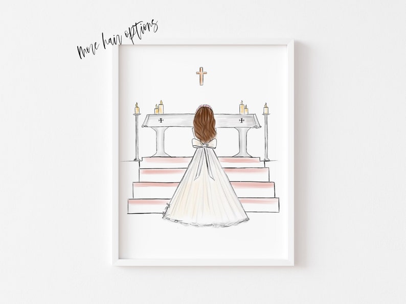 First Communion Gift for girl making Holy Communion, Communion party decor, Present for Godchild, daughter, Personalize with Name & date 
