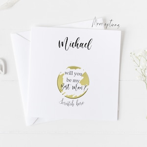 Carte de voeux à gratter et révéler - Serez-vous mon témoin ou mon garçon d'honneur ? Demander une carte pour une fête de mariage entre hommes
