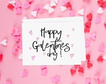 Wenskaart: Happy Galentine's day script, Palentines, anti Valentijnsdag kaart voor vriendinnen