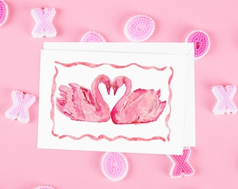 Grußkarte: Pink Swans Karte