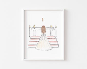 Impression d'art : Première communion personnalisée à l'autel