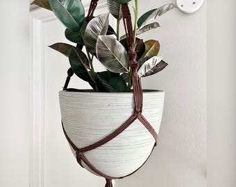 Giant XXL Brown Macrame Plant Hanger - 9 to 16 inch pot - Brown - Large Pot Planter Holder - Long Hanging Planter - Oversized - Huge