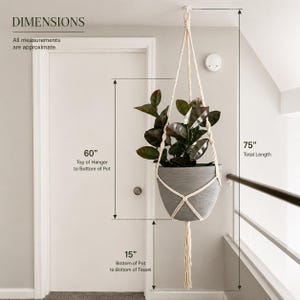 XXL Handmade Macrame Plant Hanger | Large Hanging Planter Holder | 9-16 Inch Pot | Black Brown White Natural | Oversized Plant Decor