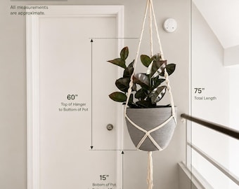 XXL Handmade Macrame Plant Hanger | Large Hanging Planter Holder | 9-16 Inch Pot | Black Brown White Natural | Oversized Plant Decor