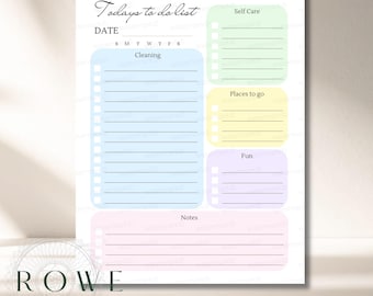 Digital Download Canva Template | Pastel Editable Daily To Do List | Simple Clean | Letter Size | Productivity Checklist | Daily Task List